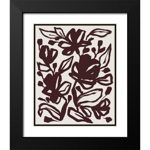 Oxide Floral II Black Modern Wood Framed Art Print with Double Matting by Vess, June Erica