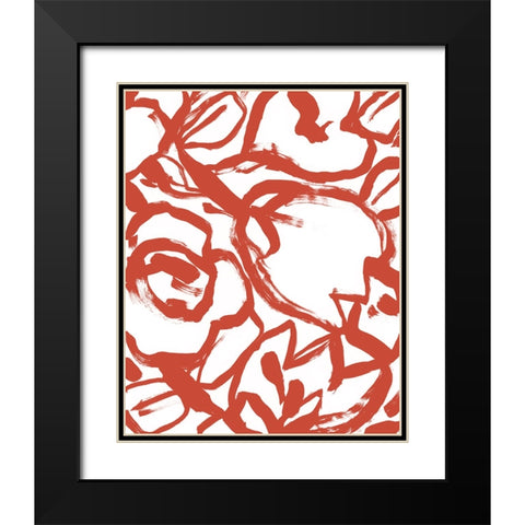 Red Brush Floral II Black Modern Wood Framed Art Print with Double Matting by Vess, June Erica