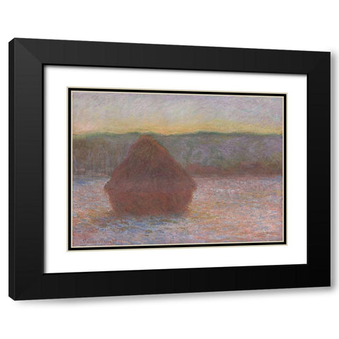 Monet Haystacks I Black Modern Wood Framed Art Print with Double Matting by Monet, Claude