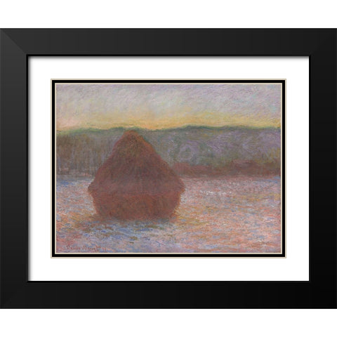 Monet Haystacks I Black Modern Wood Framed Art Print with Double Matting by Monet, Claude
