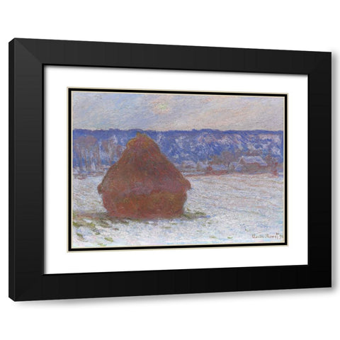 Monet Haystacks III Black Modern Wood Framed Art Print with Double Matting by Monet, Claude