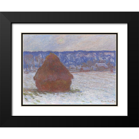 Monet Haystacks III Black Modern Wood Framed Art Print with Double Matting by Monet, Claude