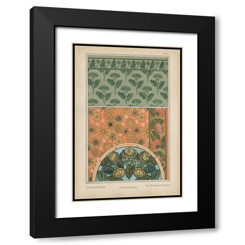 Nouveau Floral Design I Black Modern Wood Framed Art Print with Double Matting by Vision Studio