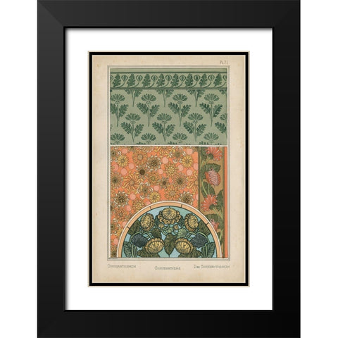 Nouveau Floral Design I Black Modern Wood Framed Art Print with Double Matting by Vision Studio