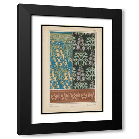 Nouveau Floral Design III Black Modern Wood Framed Art Print with Double Matting by Vision Studio