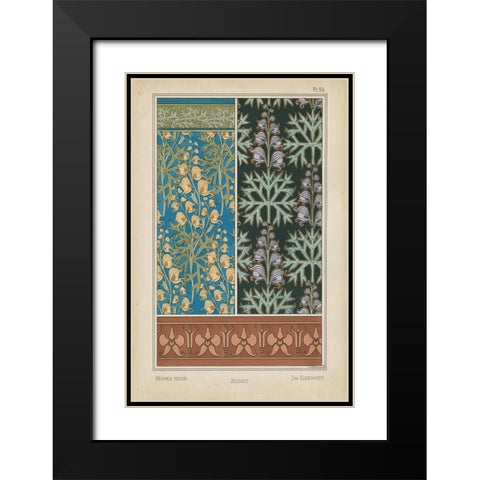 Nouveau Floral Design III Black Modern Wood Framed Art Print with Double Matting by Vision Studio