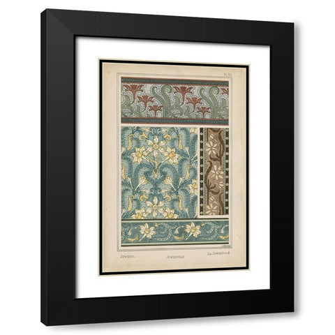 Nouveau Floral Design VI Black Modern Wood Framed Art Print with Double Matting by Vision Studio