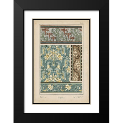 Nouveau Floral Design VI Black Modern Wood Framed Art Print with Double Matting by Vision Studio