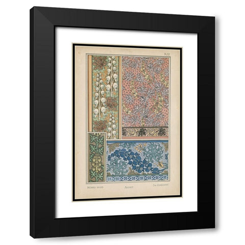 Nouveau Floral Design VIII Black Modern Wood Framed Art Print with Double Matting by Vision Studio