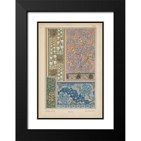 Nouveau Floral Design VIII Black Modern Wood Framed Art Print with Double Matting by Vision Studio