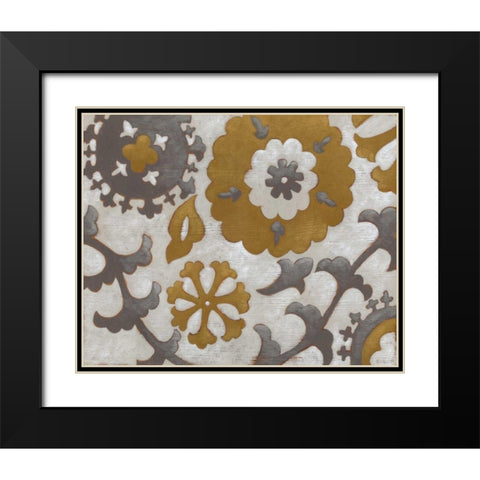 Ochre Suzani I Black Modern Wood Framed Art Print with Double Matting by Zarris, Chariklia