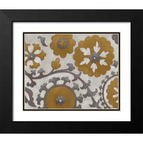 Ochre Suzani II Black Modern Wood Framed Art Print with Double Matting by Zarris, Chariklia