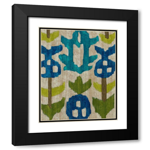 Teal Ikat IV Black Modern Wood Framed Art Print with Double Matting by Zarris, Chariklia