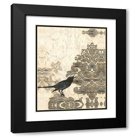 Damask Songbird II Black Modern Wood Framed Art Print with Double Matting by Vess, June Erica