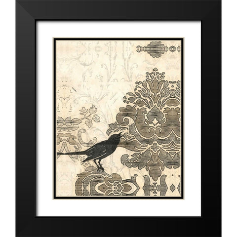 Damask Songbird II Black Modern Wood Framed Art Print with Double Matting by Vess, June Erica