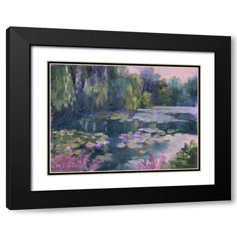 Monets Garden II Black Modern Wood Framed Art Print with Double Matting by Weber, Mary Jean