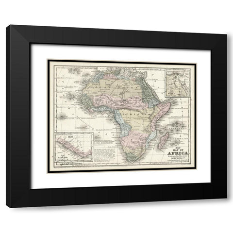 Mitchells Map of Africa Black Modern Wood Framed Art Print with Double Matting by Mitchell