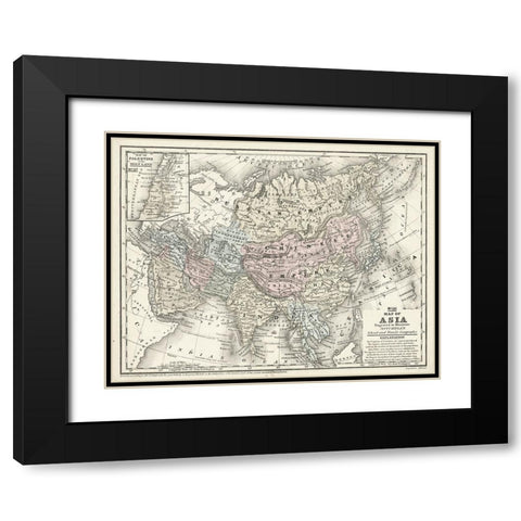 Mitchells Map of Asia Black Modern Wood Framed Art Print with Double Matting by Mitchell