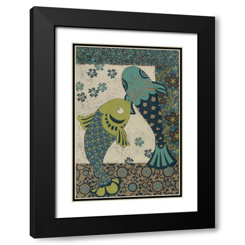 Koi Ornament II Black Modern Wood Framed Art Print with Double Matting by Chariklia Zarris