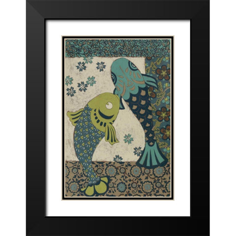 Koi Ornament II Black Modern Wood Framed Art Print with Double Matting by Chariklia Zarris