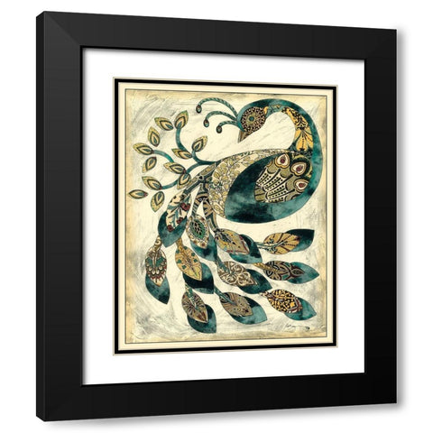 Royal Peacock II Black Modern Wood Framed Art Print with Double Matting by Zarris, Chariklia