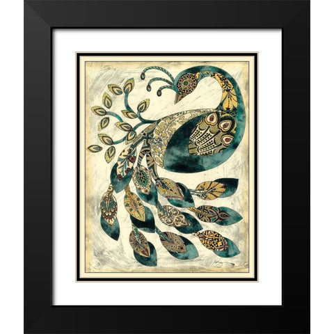 Royal Peacock II Black Modern Wood Framed Art Print with Double Matting by Zarris, Chariklia