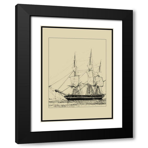 Ships and Sails V Black Modern Wood Framed Art Print with Double Matting by Vision Studio