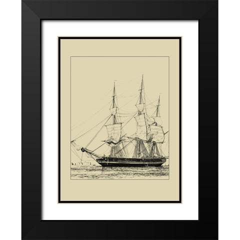 Ships and Sails V Black Modern Wood Framed Art Print with Double Matting by Vision Studio