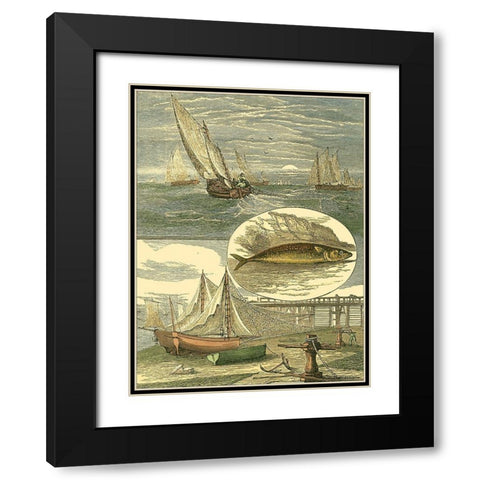 Fishermans Vignette III Black Modern Wood Framed Art Print with Double Matting by Vision Studio