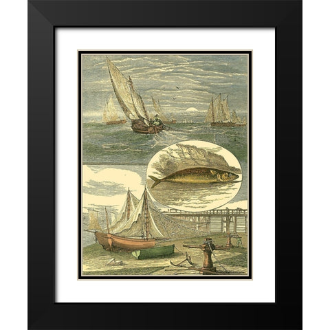Fishermans Vignette III Black Modern Wood Framed Art Print with Double Matting by Vision Studio