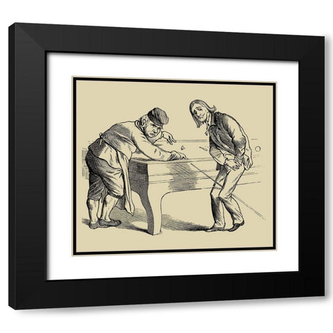 Pool Hall Antics II Black Modern Wood Framed Art Print with Double Matting by Unknown