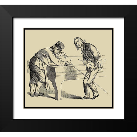 Pool Hall Antics II Black Modern Wood Framed Art Print with Double Matting by Unknown