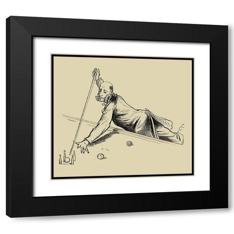 Pool Hall Antics III Black Modern Wood Framed Art Print with Double Matting by Unknown