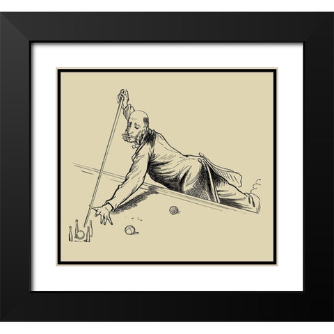 Pool Hall Antics III Black Modern Wood Framed Art Print with Double Matting by Unknown