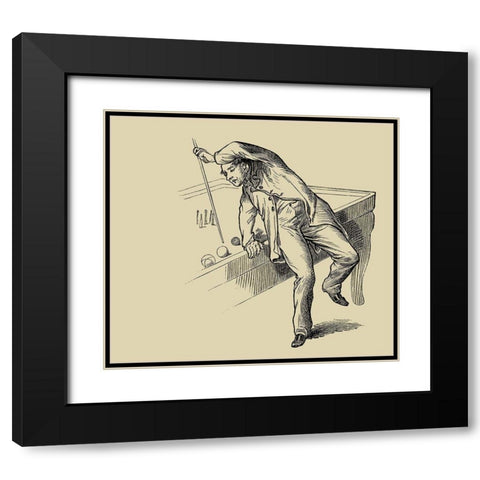 Pool Hall Antics IV Black Modern Wood Framed Art Print with Double Matting by Unknown