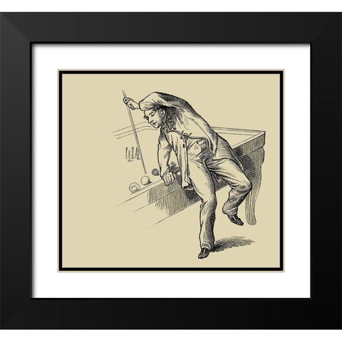 Pool Hall Antics IV Black Modern Wood Framed Art Print with Double Matting by Unknown