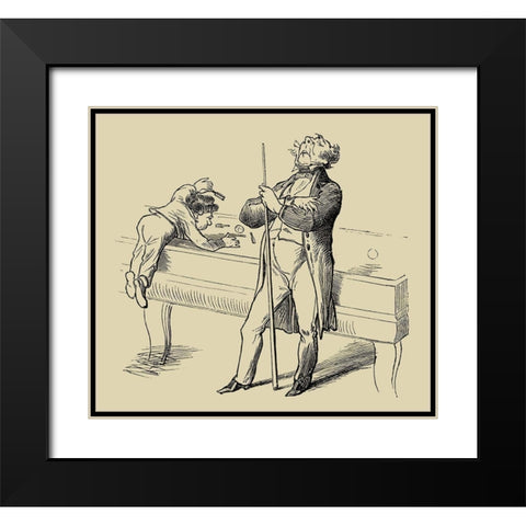 Pool Hall Antics VI Black Modern Wood Framed Art Print with Double Matting by Unknown
