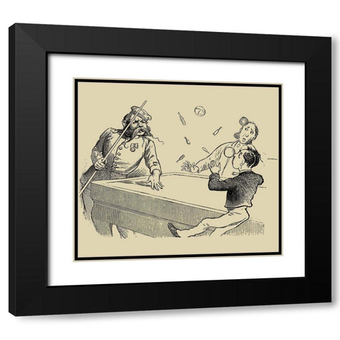 Pool Hall Antics VIII Black Modern Wood Framed Art Print with Double Matting by Unknown