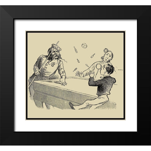Pool Hall Antics VIII Black Modern Wood Framed Art Print with Double Matting by Unknown