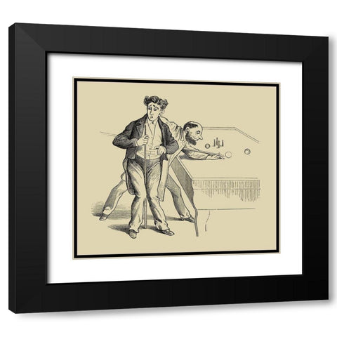 Pool Hall Antics X Black Modern Wood Framed Art Print with Double Matting by Unknown
