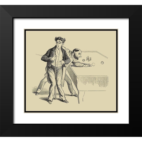 Pool Hall Antics X Black Modern Wood Framed Art Print with Double Matting by Unknown