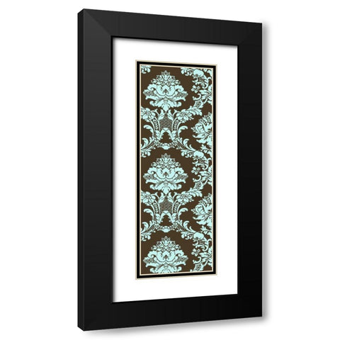 Small Vivid Damask in Blue I Black Modern Wood Framed Art Print with Double Matting by Vision Studio