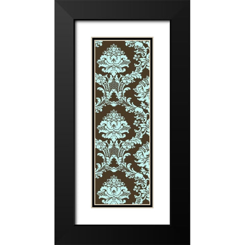Small Vivid Damask in Blue I Black Modern Wood Framed Art Print with Double Matting by Vision Studio