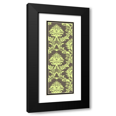 Small Vivid Damask in Green I Black Modern Wood Framed Art Print with Double Matting by Vision Studio