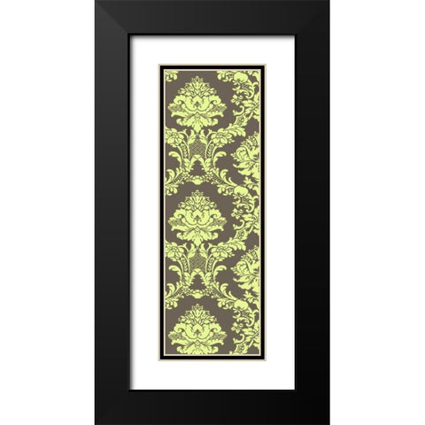 Small Vivid Damask in Green I Black Modern Wood Framed Art Print with Double Matting by Vision Studio