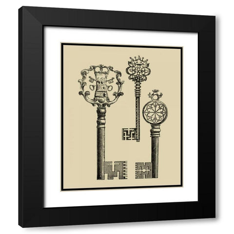 Antique Keys I Black Modern Wood Framed Art Print with Double Matting by Vision Studio
