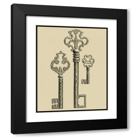 Antique Keys II Black Modern Wood Framed Art Print with Double Matting by Vision Studio