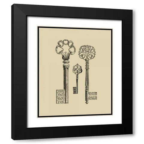 Antique Keys III Black Modern Wood Framed Art Print with Double Matting by Vision Studio