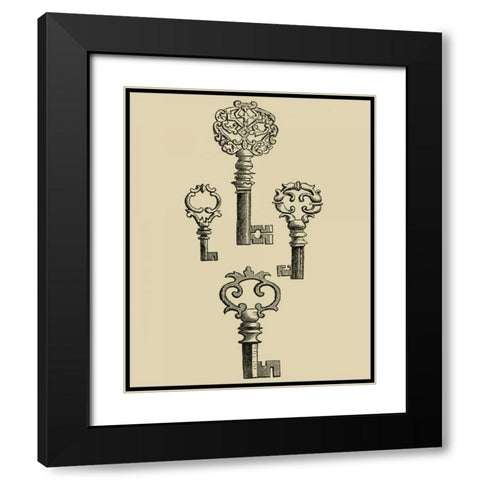 Antique Keys IV Black Modern Wood Framed Art Print with Double Matting by Vision Studio