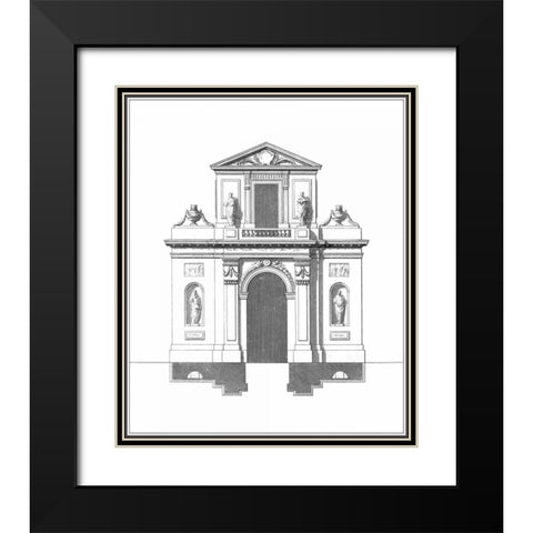 B and W Parisian Facade II Black Modern Wood Framed Art Print with Double Matting by Deneufforge